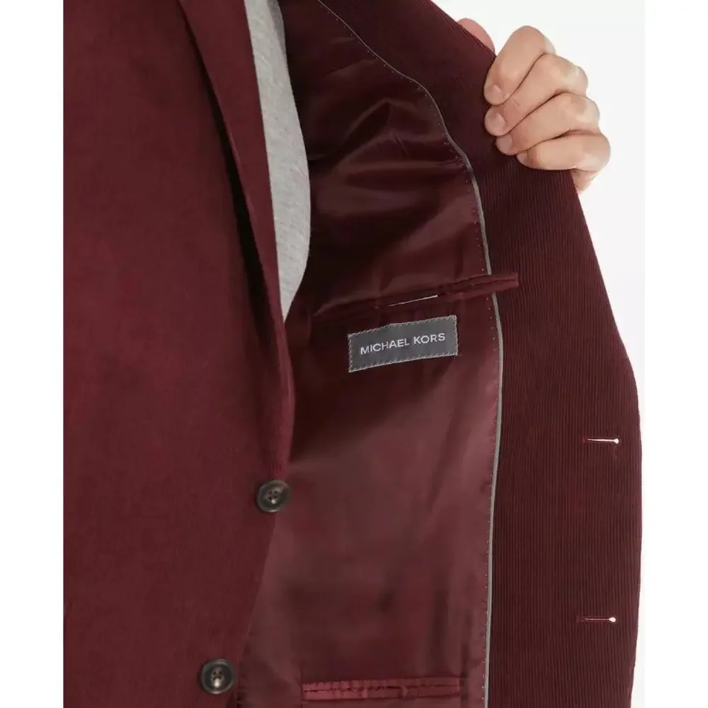 Michael Kors Sport Coat Men's Classic Corduroy Cotton Burgundy Blazer Size 38S